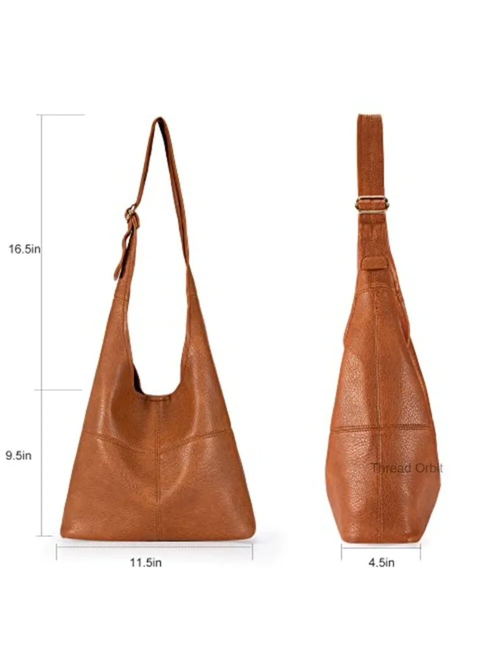 Vegan Leather Hobo Purse with Wristlet, Soft Slouchy Shoulder Bag, Magnetic